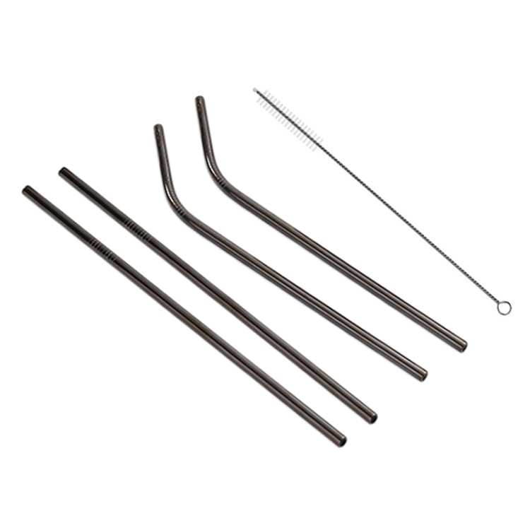 Kit di cannucce riutilizzabili in acciaio inossidabile da 4 pezzi + kit di spazzole per la pulizia, 215 * 6 mm, 215*6mm (Combination)