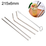 Kit di cannucce riutilizzabili in acciaio inossidabile da 4 pezzi + kit di spazzole per la pulizia, 215 * 6 mm, 215*6mm (Combination)