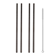 Kit di cannucce dritte riutilizzabili in acciaio inossidabile da 5 pezzi + kit di spazzole per la pulizia, 215 * 8 mm, 215*8mm (Straight)