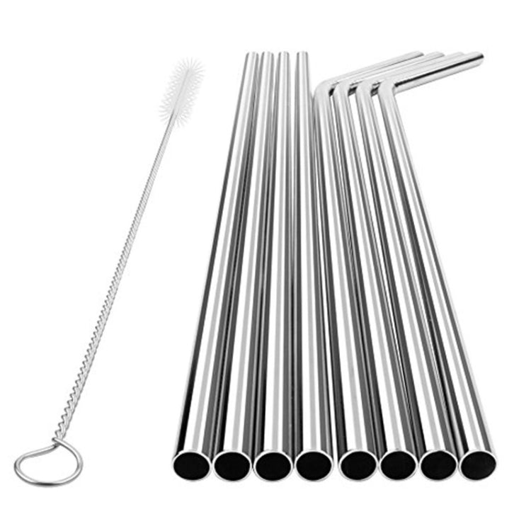 Kit di cannucce piegate riutilizzabili in acciaio inossidabile da 5 pezzi + kit di spazzole per la pulizia, 266 * 6 mm, 266*6mm (Bent)