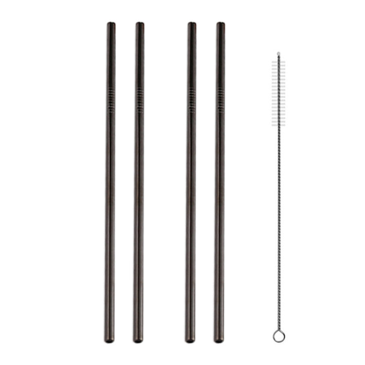 Kit di cannucce dritte riutilizzabili in acciaio inossidabile da 5 pezzi + kit di spazzole per la pulizia, 266 * 6 mm, 266*6mm (Straight)