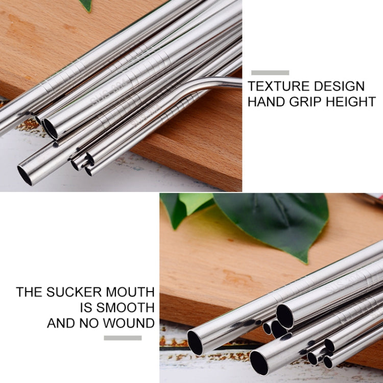 Kit di cannucce dritte riutilizzabili in acciaio inossidabile da 5 pezzi + kit di spazzole per la pulizia, 266 * 6 mm, 266*6mm (Straight)
