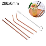 Kit di cannucce riutilizzabili in acciaio inossidabile da 4 pezzi + kit di spazzole per la pulizia, 266 * 6 mm, 266*6mm (Combination)