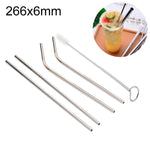 Kit di cannucce riutilizzabili in acciaio inossidabile da 4 pezzi + kit di spazzole per la pulizia, 266 * 6 mm, 266*6mm (Combination)
