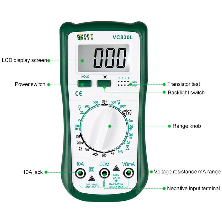 Multimetro digitale tascabile BEST-VC830L