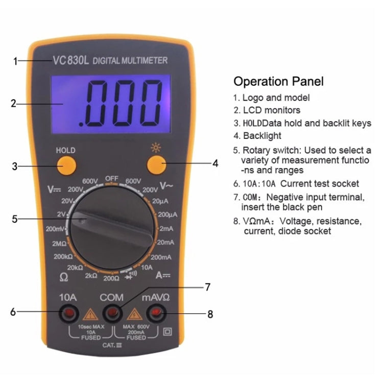 BEST-VC830L Professional Repair Tool Pocket Digital Multimeter