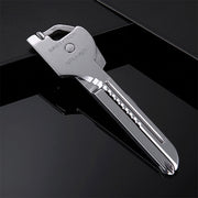 SWISS+TECH Portachiavi multifunzione da esterno 6 in 1 in acciaio inossidabile, portachiavi pieghevole con mini utensili