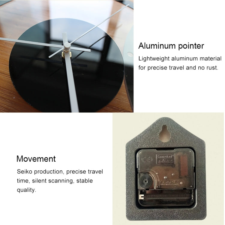 TM011 Orologio da parete muto in acrilico trasparente con quadrante rotondo in legno, TM011 A