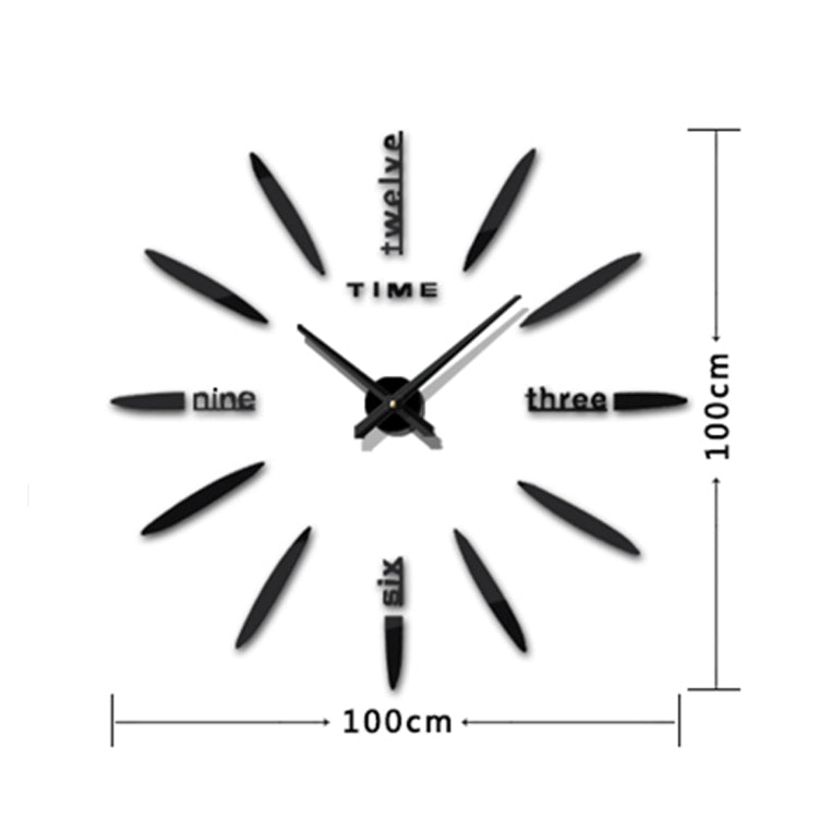 Decorazioni per la casa della camera da letto Grande orologio adesivo da parete fai-da-te con specchio 3D, dimensioni: 100 * 100 cm, 3M003 (Black), 3M003 (Silver)