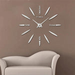 Decorazioni per la casa della camera da letto Grande orologio adesivo da parete fai-da-te con specchio 3D, dimensioni: 100 * 100 cm, 3M003 (Black), 3M003 (Silver)