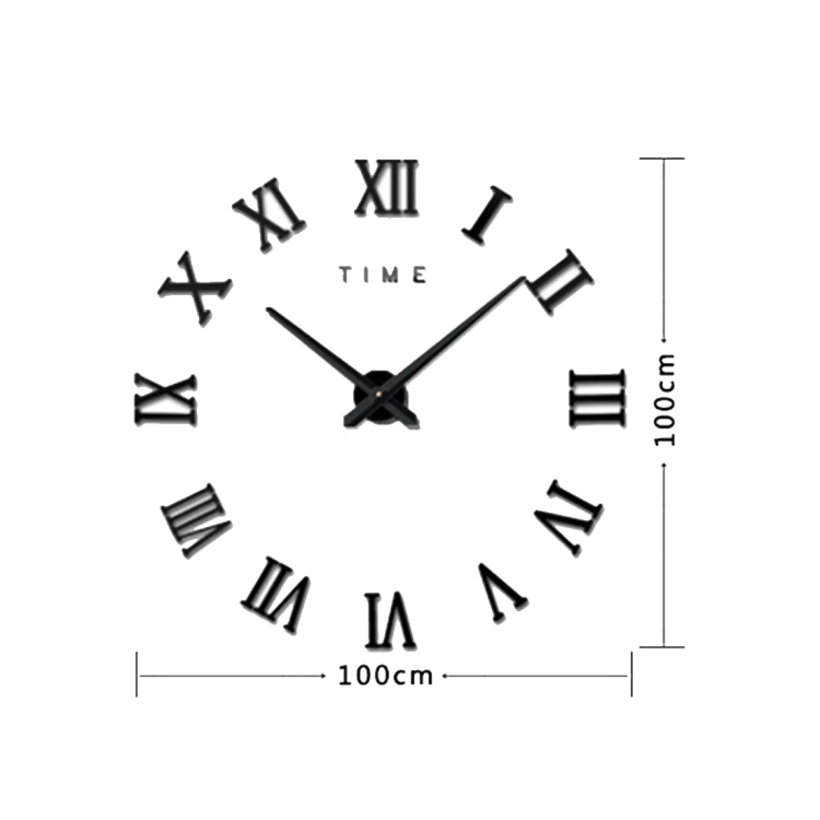 Camera da letto Decorazione domestica Numero romano senza cornice Grande adesivo da parete fai da te Orologio muto, dimensioni: 100 * 100 cm, M011 (Black), M011 (Gold), M011 (Silver)