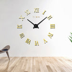 Camera da letto Decorazione domestica Numero romano senza cornice Grande adesivo da parete fai da te Orologio muto, dimensioni: 100 * 100 cm, M011 (Black), M011 (Gold), M011 (Silver)