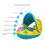 Anello gonfiabile per barche con parasole per seggiolino di sicurezza per nuoto, dimensioni gonfiate: 72 cm x 65 cm x 58 cm, Seat Boat