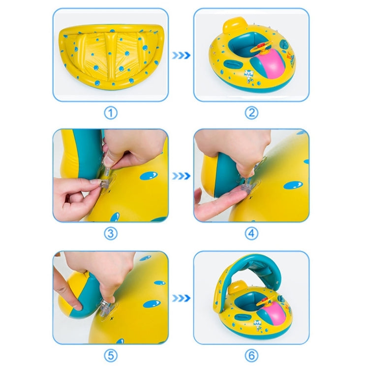 Anello gonfiabile per barche con parasole per seggiolino di sicurezza per nuoto, dimensioni gonfiate: 72 cm x 65 cm x 58 cm, Seat Boat