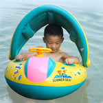 Anello gonfiabile per barche con parasole per seggiolino di sicurezza per nuoto, dimensioni gonfiate: 72 cm x 65 cm x 58 cm, Seat Boat