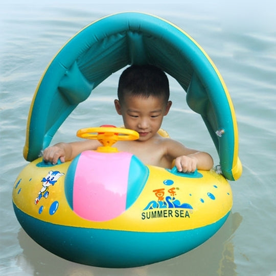 Anello gonfiabile per barche con parasole per seggiolino di sicurezza per nuoto, dimensioni gonfiate: 72 cm x 65 cm x 58 cm, Seat Boat