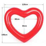 Anello per piscina galleggiante di sicurezza galleggiante a forma di cuore d'amore, dimensioni gonfiate: 120 cm x 100 cm, Love Heart Pink, Love Heart Red
