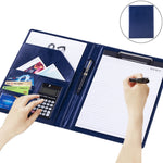 Forniture per ufficio Cartella portadocumenti in pelle stile business con blocco note A4 da 30 pagine e calcolatrice