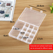Scatola portaoggetti in plastica per organizer, 14 scomparti, divisore regolabile, scomparto a griglia rimovibile per gioielli, orecchini, gancio da pesca, piccoli accessori, 14 Slots