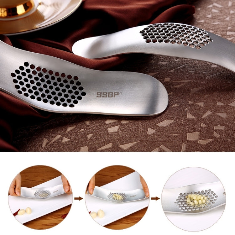 Manuale degli utensili da cucina SSGP Spremiaglio a struttura spazzolata in acciaio inossidabile 304, 304 Stainless Steel Garlic Crusher