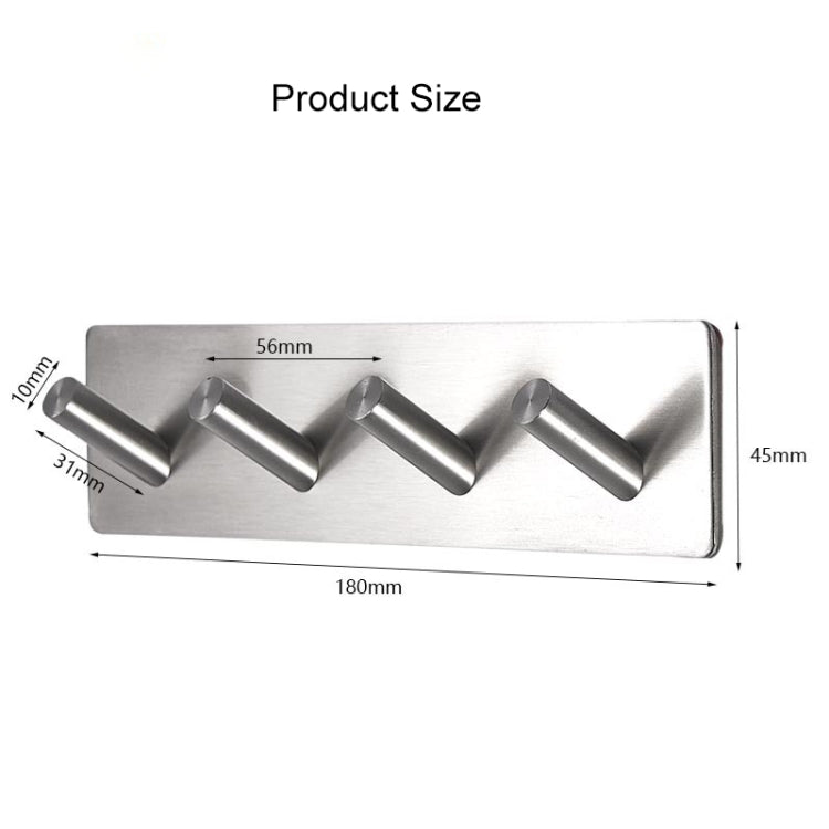 Appendiabiti da bagno non perforato con quattro file oblique in acciaio inossidabile, Four Oblique Row Hook