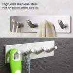 Appendiabiti da bagno non perforato con quattro file oblique in acciaio inossidabile, Four Oblique Row Hook