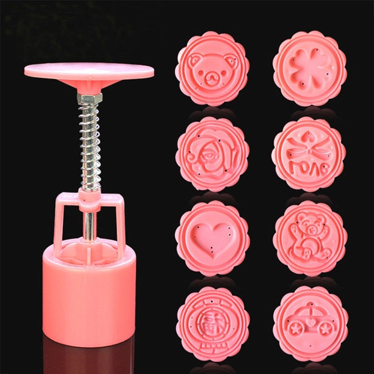 Stampo per torta fondente fai-da-te, formine per biscotti, strumenti da forno con 8 modelli rotondi di cartoni animati, 8 PCS Round Cartoon Patterns(Pink), 8 PCS Round Cartoon Patterns(White)