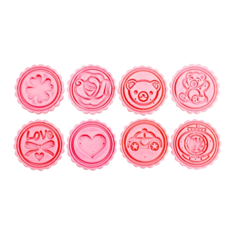 Stampo per torta fondente fai-da-te, formine per biscotti, strumenti da forno con 8 modelli rotondi di cartoni animati, 8 PCS Round Cartoon Patterns(Pink), 8 PCS Round Cartoon Patterns(White)