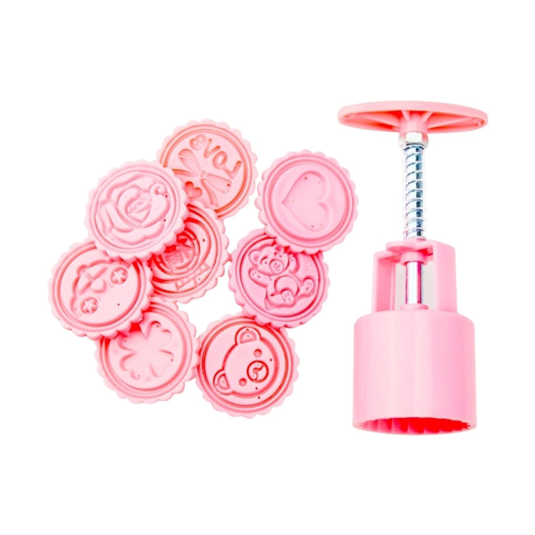 Stampo per torta fondente fai-da-te, formine per biscotti, strumenti da forno con 8 modelli rotondi di cartoni animati, 8 PCS Round Cartoon Patterns(Pink), 8 PCS Round Cartoon Patterns(White)
