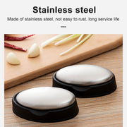 Sapone per mani ovale in acciaio inossidabile per pulizia portatile da 2 pezzi che elimina gli odori con base, consegna in stile casuale, Oval with Base