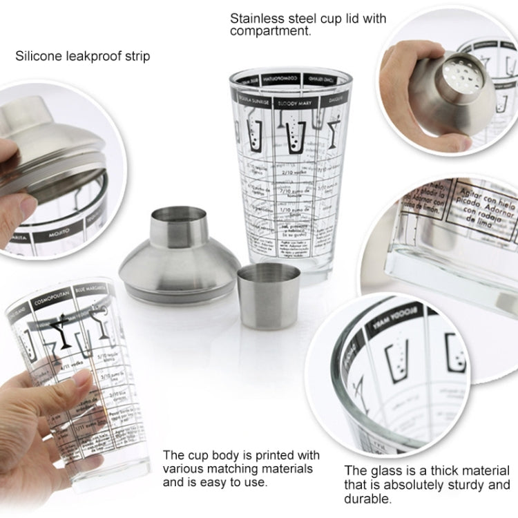 Shaker cocktail in vetro e acciaio inox 450 ml