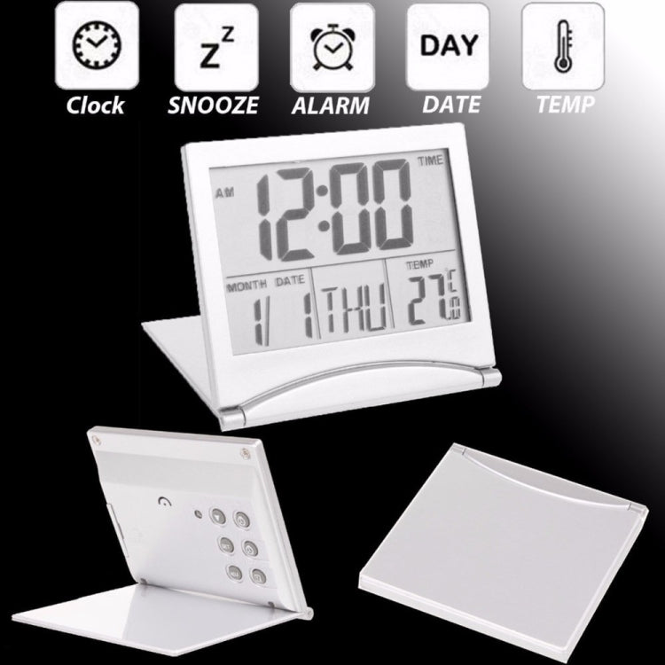 MT-033 Sveglia digitale portatile pieghevole con display LCD per temperatura da viaggio, MT-033
