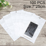 Sacchetto imballaggio con zip 7x25 cm trasparente e bianco