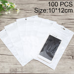 100 pz 10 cm x 12 cm foro per appendere trasparente frontale bianco perla gioielli sacchetto di imballaggio con chiusura a zip, stampa personalizzata e dimensioni sono i benvenuti, 10*12cm