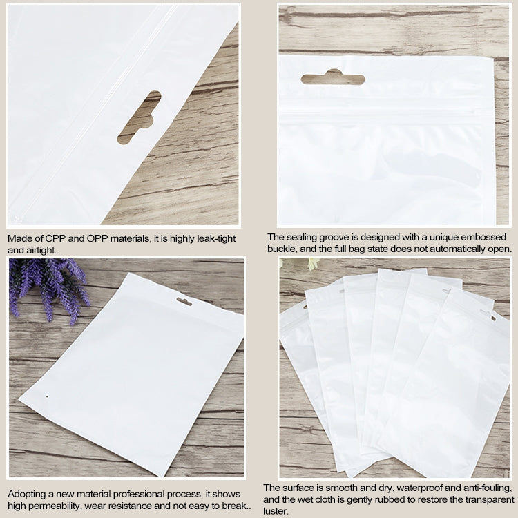 100 pz 10 cm x 12 cm foro per appendere trasparente frontale bianco perla gioielli sacchetto di imballaggio con chiusura a zip, stampa personalizzata e dimensioni sono i benvenuti, 10*12cm
