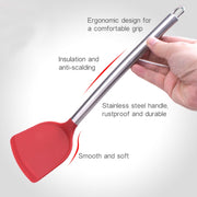 Fetta di cottura in silicone resistente alle alte temperature con manico in acciaio inossidabile kn605, Red, Black, Grey