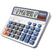 OSALO OS-6815 Calcolatrice da tavolo a 12 cifre Calcolatrice a doppia alimentazione a energia solare, OS-6815