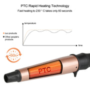 Bigodino per capelli conico in ceramica da 1-1,5 pollici con guanti resistenti al calore, presa UK, UK Plug