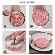 Stampi per alimenti da cucina Utensili per stampi per pressa per carne in acciaio inossidabile per hamburger, 1PC 10356  Stainless Steel