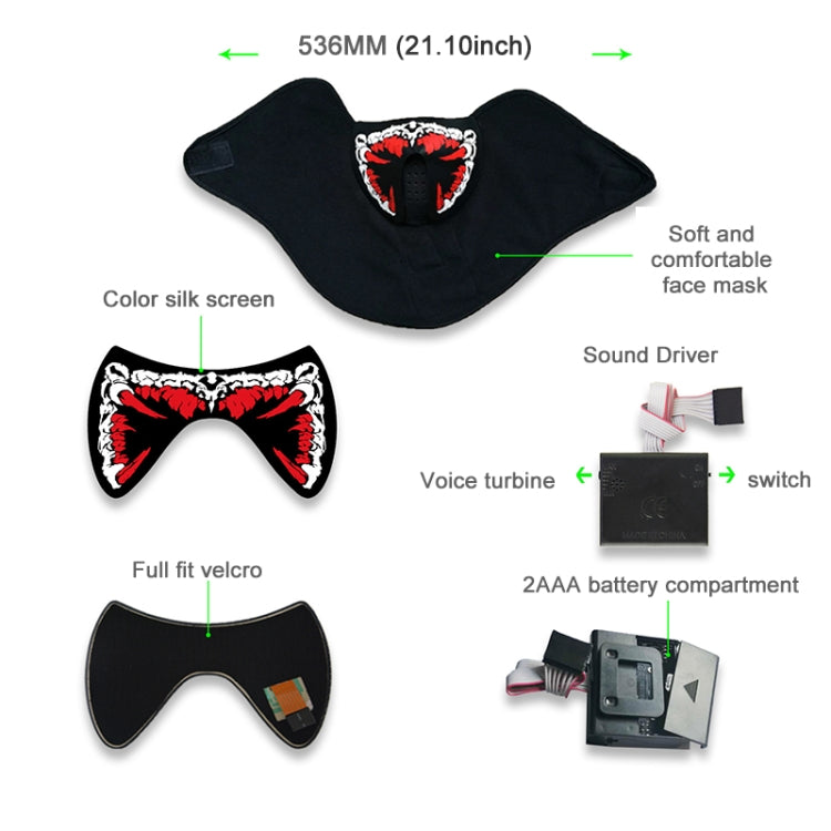FG-FULL-01 Maschera di Halloween Maschera cosplay di terrore a luce fredda a LED con controllo vocale, FG-FULL-01