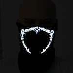 FG-FULL-01 Maschera di Halloween Maschera cosplay di terrore a luce fredda a LED con controllo vocale, FG-FULL-01
