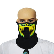 FG-MA-01 Maschera di Halloween Maschera cosplay di terrore a luce fredda a LED con controllo vocale, FG-MA-01