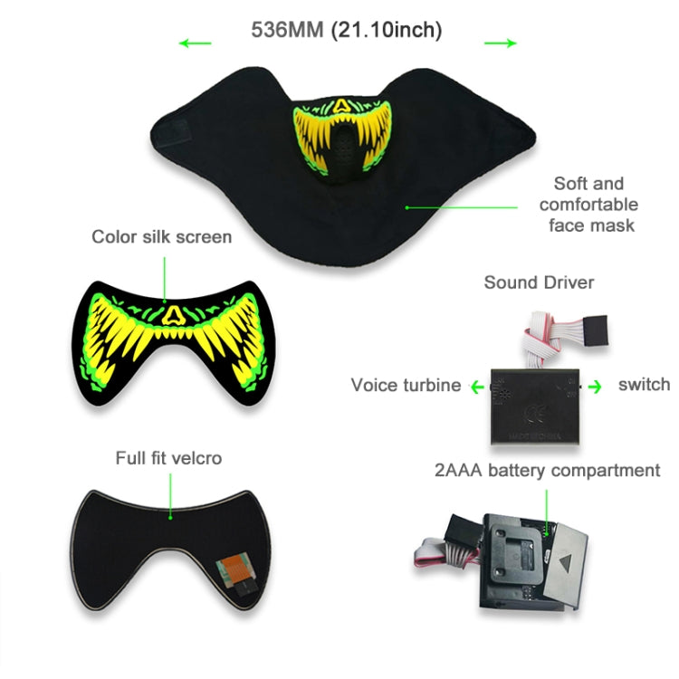 Maschera Halloween LED con controllo vocale 22x15 cm