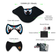 FG-MA-02 Maschera di Halloween Maschera cosplay di terrore a luce fredda a LED con controllo vocale, FG-MA-02