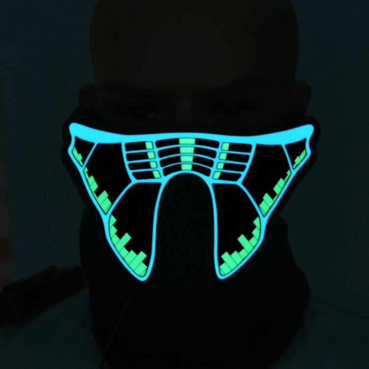 FG-MA-013 Maschera di Halloween Maschera cosplay di terrore a luce fredda a LED con controllo vocale, FG-MA-013