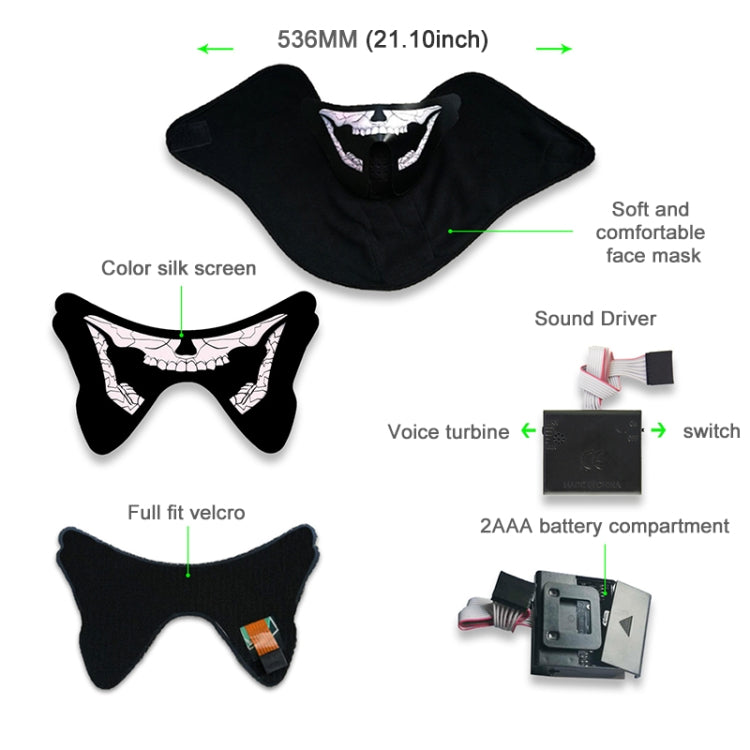 Maschera di Halloween LED con controllo vocale 22x15 cm