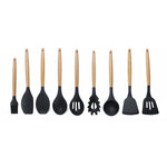 kn020 Set di utensili da cucina con spatola antiaderente in silicone con manico in legno versione A 9 in 1, A Version
