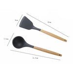 kn020 Set di utensili da cucina con spatola antiaderente in silicone con manico in legno versione A 9 in 1, A Version