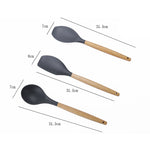 kn020 Set di utensili da cucina con spatola antiaderente in silicone con manico in legno versione A 9 in 1, A Version