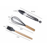 kn020 Set di utensili da cucina con spatola antiaderente in silicone con manico in legno versione A 9 in 1, A Version